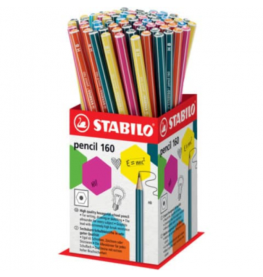 Bleistift STABILO pencil 160 Kleindisplay, 160/72-1HB, H&auml;rte HB, 2,2mm, farbig sortiert