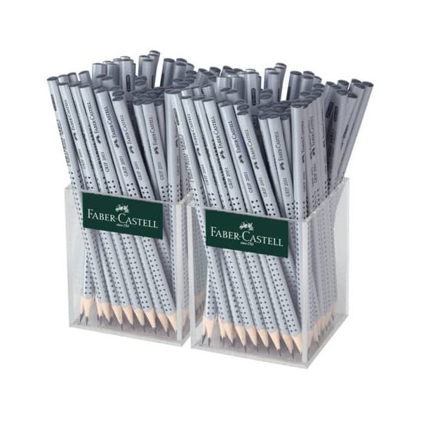 144 Stück Faber-Castell Bleistift GRIP 2001 HB im Köcher, 117023, Härte HB, silber 4005401170235 Faber-Castell