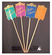 Osterfahnen fbg. Frohe Ostern goldfolie 40x55mm mit Text