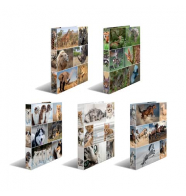 Ringbuch Animals sortiert Tiere sortiert 19306, A4 4 Ringe 25mm Ring-&Oslash; Karton motiv