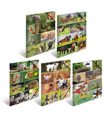 Gummizugmappe 19450, A3 Motiv Tierwelten Karton, mit 3 Einschlagklappen