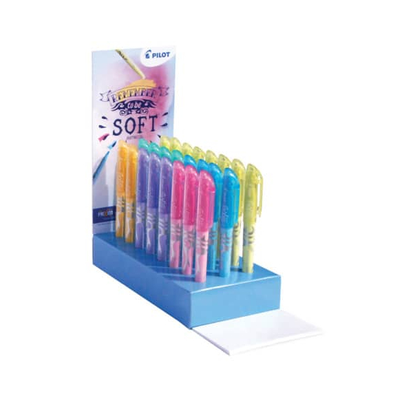 24 Stück Pilot Textmarker FriXion light soft, 4136D24, Display, 6-farbig sortiert pastell, 3,8mm Keilspitze 4027177217099 Pilot