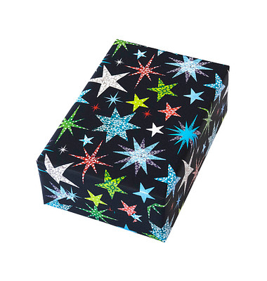 Geschenkpapier VANCOUVER 507750, Sterne, 50cm x 20m, schwarz/bunt
