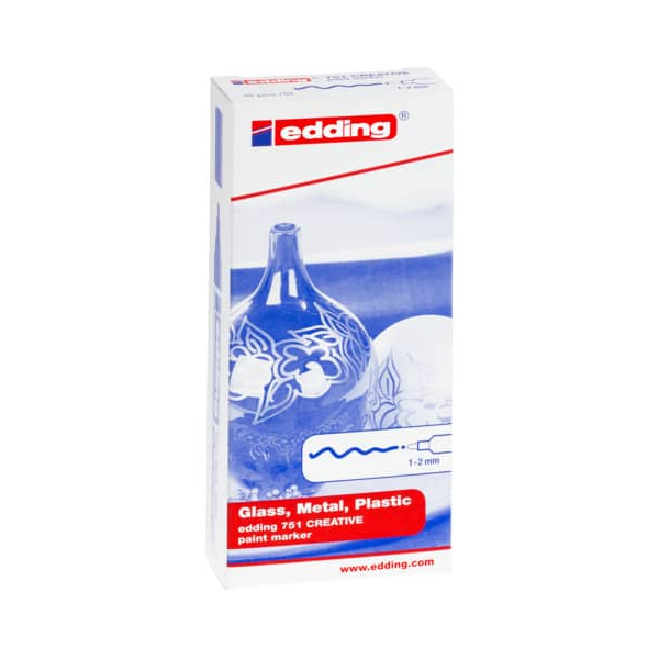 10 Stück Edding Lackmarker Glanzlack-Marker, 751-9-999, Packung, gelb/orange/rot/pink/violett/blau/hellblau/grün/braun/schwarz, 1-2mm Rundspitze