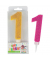 Geburtstagskerze Maxi Glitter 942005 Zahl 1 farbig sortiert 7x2,7x17cm (BxTxH) ca. 7 Minuten Brenndauer