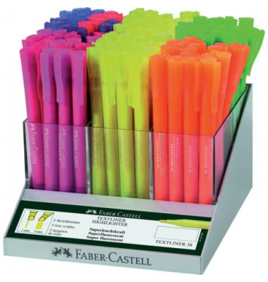 Textmarker TEXTLINER 38, 157796, Display, farbig sortiert, 1-4mm Keilspitze