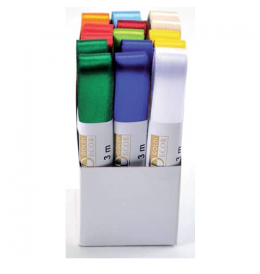 Doppelsatinband 1172015991503, 15mm x 3m, farbig sortiert