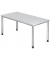 Schreibtisch, manuell höhenverstellbar, 68-76cm (H), 160x80cm (BxT), rechteckig, weiß / silber