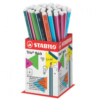 Bleistift-Set STABILO Trio dick Kleindisplay, 399/48-1HB, 48x farbig sortiert, 3,15mm, HB