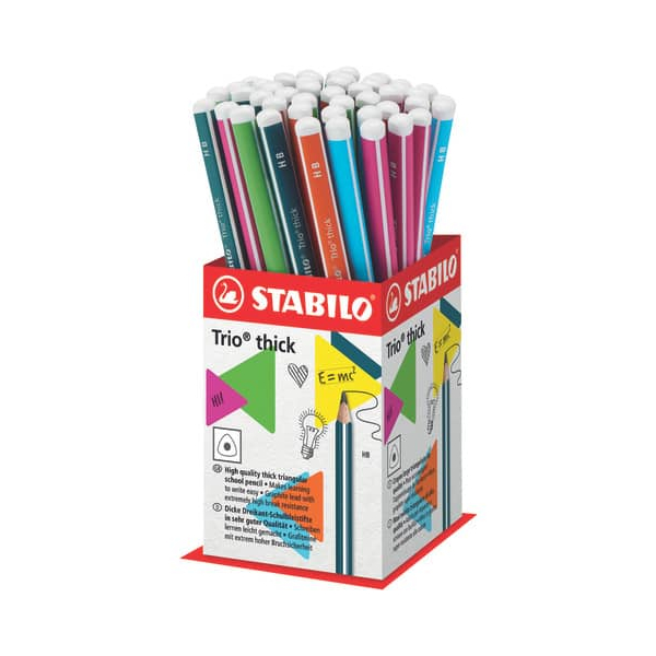 48 Stück Stabilo Bleistift STABILO Trio dick Kleindisplay, 399/48-1HB, Härte HB, 3,15mm, farbig sortiert 4006381499507 Stabilo