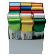 Doppelsatinband 1172025991503, 25mm x 3m, farbig sortiert