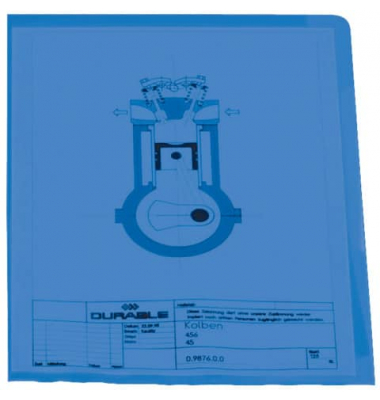 Sichthüllen Standard 233706, A4, blau, transluzent genarbt, oben & rechts offen, 