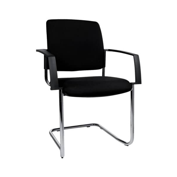 2 Stück Topstar Besucherstuhl , schwarz / chrom, mit Armlehnen, Freischwinger 4014296270722 Topstar
