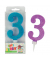 Geburtstagskerze Maxi Glitter 942012 Zahl 3 farbig sortiert ca. 7 Minuten Brenndauer