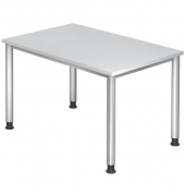 Schreibtisch, manuell höhenverstellbar, 68-76cm (H), 120x80cm (BxT), rechteckig, weiß / silber