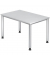 Schreibtisch, manuell höhenverstellbar, 68-76cm (H), 120x80cm (BxT), rechteckig, weiß / silber