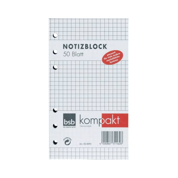 BSB Ersatzeinlagen 02-0100, BSB Manager, 14,5x20,9cm (BxH) (A5) 4000867711480 BSB 50 Blatt