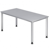 Schreibtisch, manuell höhenverstellbar, 68-76cm (H), 160x80cm (BxT), rechteckig, grau / silber