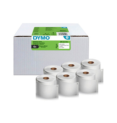 DYMO Endlosetikettenrolle für Etikettendrucker weiß, 102,0 x 210,0 mm, 6 x 140 Etiketten