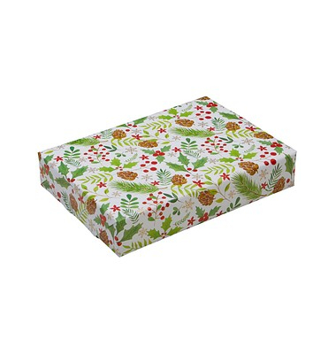 Geschenkpapier Vermont 509990, Ilexbeeren, 50cm x 20m, weiß/grün/rot/braun