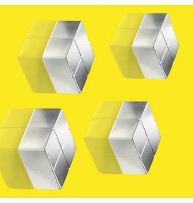 Haftmagnet BA705, W&uuml;rfel, 20x20mm, silber, 13-25 Blatt