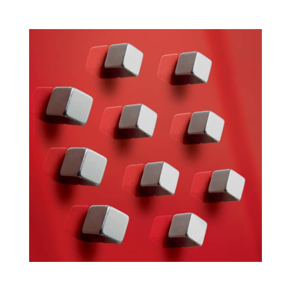 4004360800139 - Neodym Magnet C5 Strong (b x h x t) 10 x 10 x 10 mm Würfel Silber 10 St BA193 - Sigel