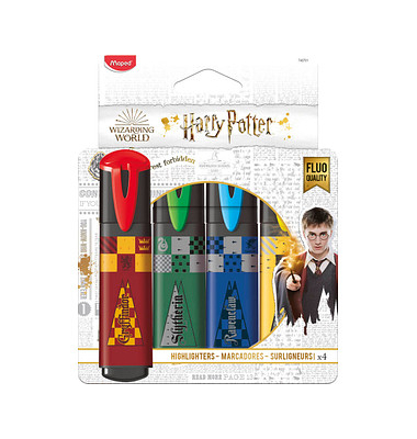 Textmarker Harry Potter, 740701, Etui, 4-farbig sortiert, 1-5mm Keilspitze