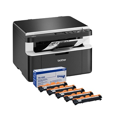 brother DCP-1612WVB inkl. 5 Toner 3 in 1 Laser-Multifunktionsdrucker schwarz