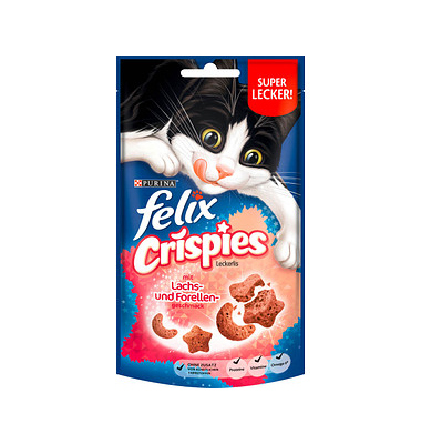 Katzen-Leckerli Crispies mit Lachs- und Forellengeschmack Katzen-Leckerli Crispies mit Lachs- und Forellengeschmack