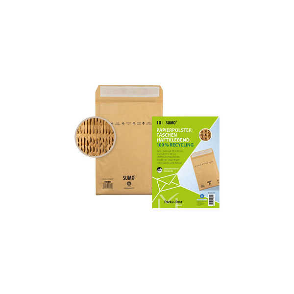 4011839106210 - Papierpolstertaschen SUMO 1514 14 D 30002311 innen 175x265mm Haftklebung mit Abdeckstreifen braun 4011839106210 10 Stück