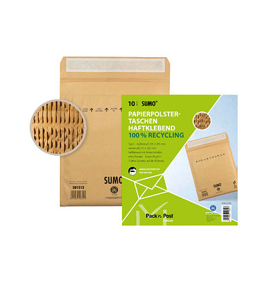 Papierpolstertaschen SUMO 1515 15/E, 30002312, innen 215x265mm, Haftklebung mit Abdeckstreifen, braun