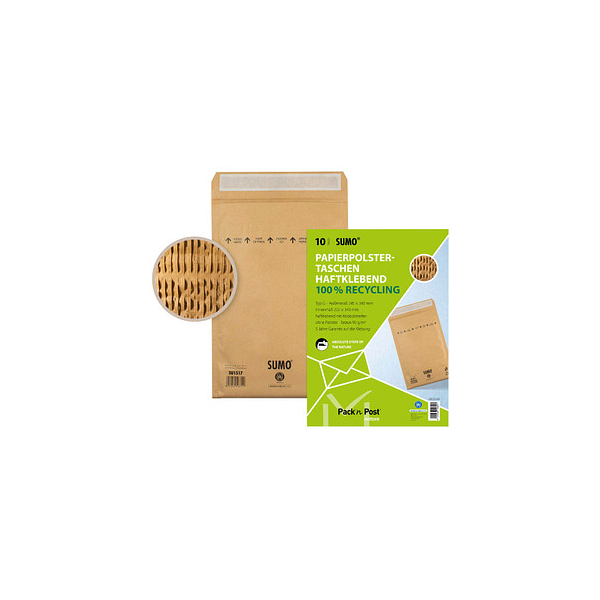 4011839106241 - Papierpolstertaschen SUMO 1517 17 G 30002314 innen 225x340mm Haftklebung mit Abdeckstreifen braun 4011839106241 10 Stück