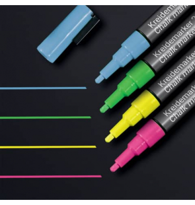 Kreidemarker BA179, Packung, 4-farbig sortiert, 1-2mm Rundspitze
