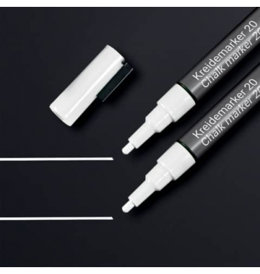 Kreidemarker 20, BA178, Packung, wei&szlig;, 1-2mm Rundspitze