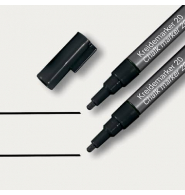 Kreidemarker 20, BA177, Packung, schwarz, 1-2mm Rundspitze