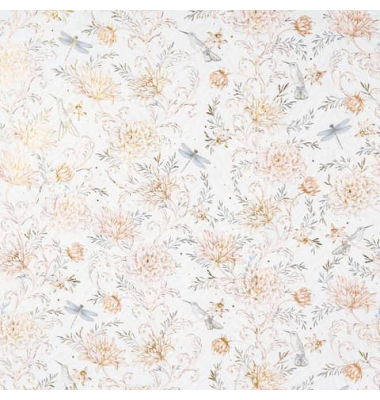 Geschenkpapierzuschnitte Fantasie 01 467, Libelle/Vogel/Blume, 50cm x 70cm, apricot