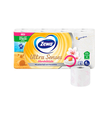 Toilettenpapier Ultra Senses, Mandelmilch, 5526, 4-lagig, weiß, 135 Blatt/Rolle,