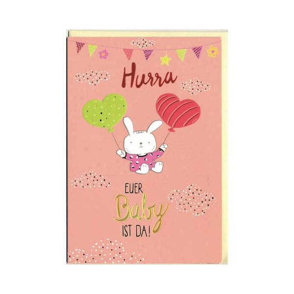 5 x Freudiges Ereignis geprägt - rosa inkl. Umschlag.