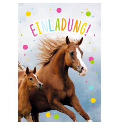 Einladungskarten 50-023 Pferde bunt