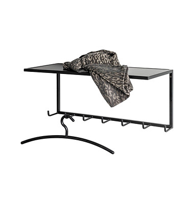 HAKU Möbel Wandgarderobe 25511 schwarz Metall 7 Haken 60,0 x 25,0 cm