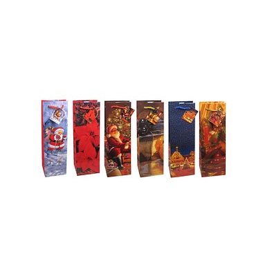 Geschenktasche 84287-SG Weihnachten Serie 7, Weihnachten, Kunststoffkordel mit Karte, sortiert, 12cm x 36cm