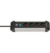 Premium-Alu-Line 4-fach Steckdosenleiste mit Schalter 1,8 m schwarz