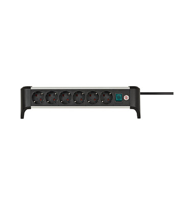 brennenstuhl Alu-Office-Line 6-fach Steckdosenleiste mit Schalter 3,0 m schwarz
