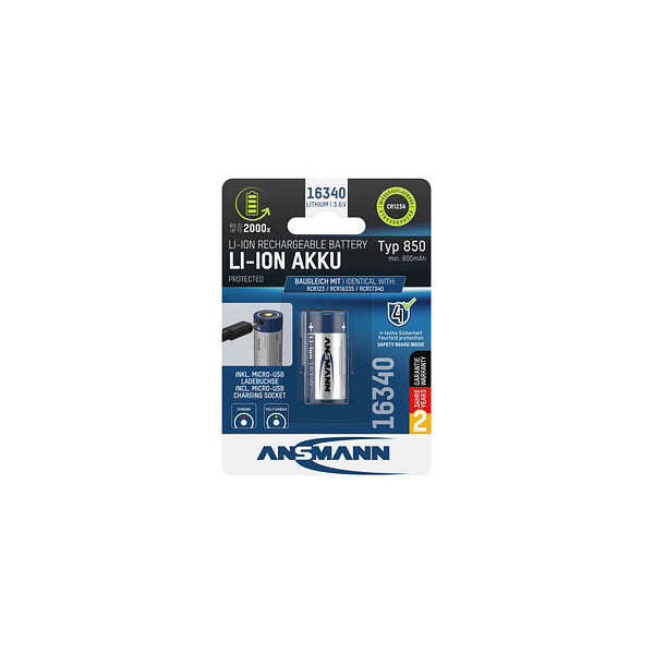 4013674161386 - 6V Micro USB Eingang 1300-0015 Akkus -Universal- 16340 Li-Ion Akku 850mAh 36V Micro USB Eingang 1300-0015 1300-0015 4013674161386