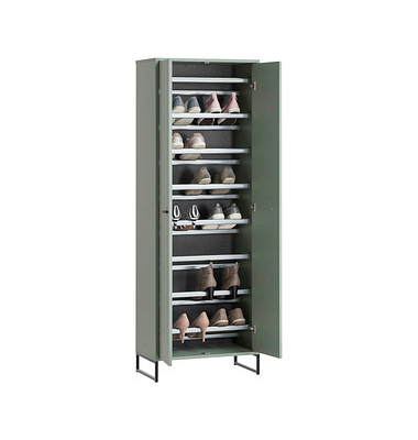 MÖBELPARTNER Janne Schuhschrank pastellgrün keine Fachböden 60,2 x 33,1 x 169,7 cm
