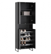 Janne Schuhschrank schwarz 2 Fachböden 60,2 x 33,1 x 185,5 cm