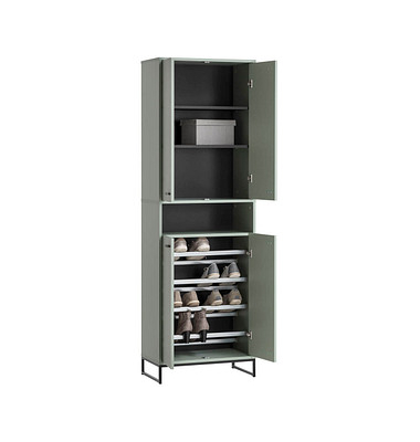 MÖBELPARTNER Janne Schuhschrank pastellgrün 2 Fachböden 60,2 x 33,1 x 185,5 cm