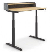 Sitz-Steh-Sekretär desk home DH10WS-RE004, elektrisch höhenverstellbar 65 -128cm (H), 120x70cm (BxT), rechteckig, eiche / schwarz