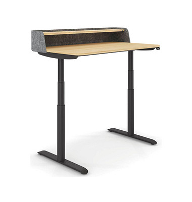 Sitz-Steh-Sekretär desk home DH10WS-RE004, elektrisch höhenverstellbar 65 -128cm (H), 120x70cm (BxT), rechteckig, eiche / schwar