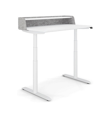 Sitz-Steh-Sekretär desk home DH10WS-RE001, elektrisch höhenverstellbar 65 -128cm (H), 120x70cm (BxT), rechteckig, weiß / weiß